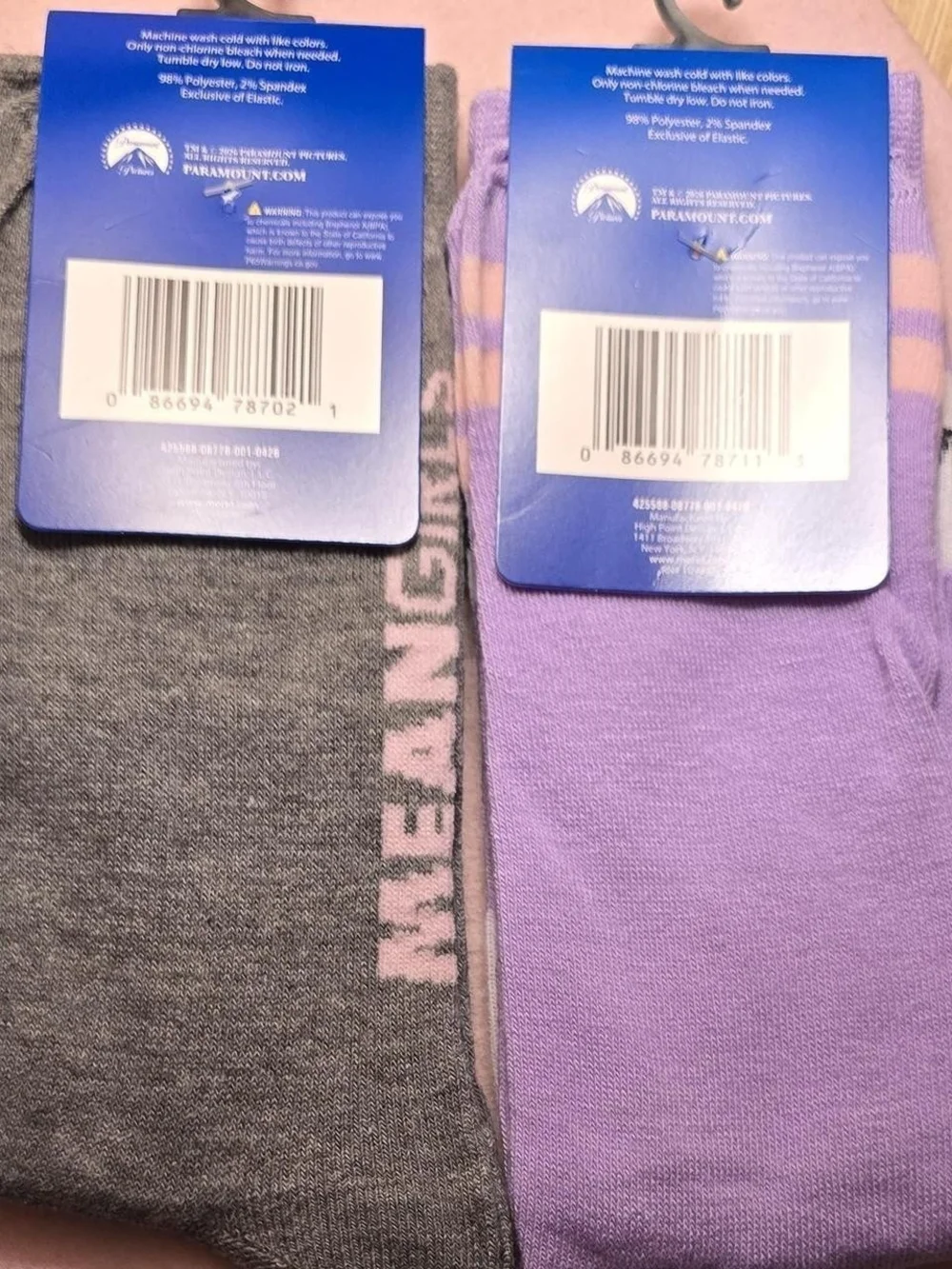 Mean Girls Graphic Sock Duo - Gray & Lavender Y2k